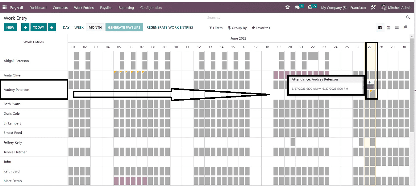 How to Configure Work Entries && Conflicts in Odoo 16 Payroll-cybrosys
