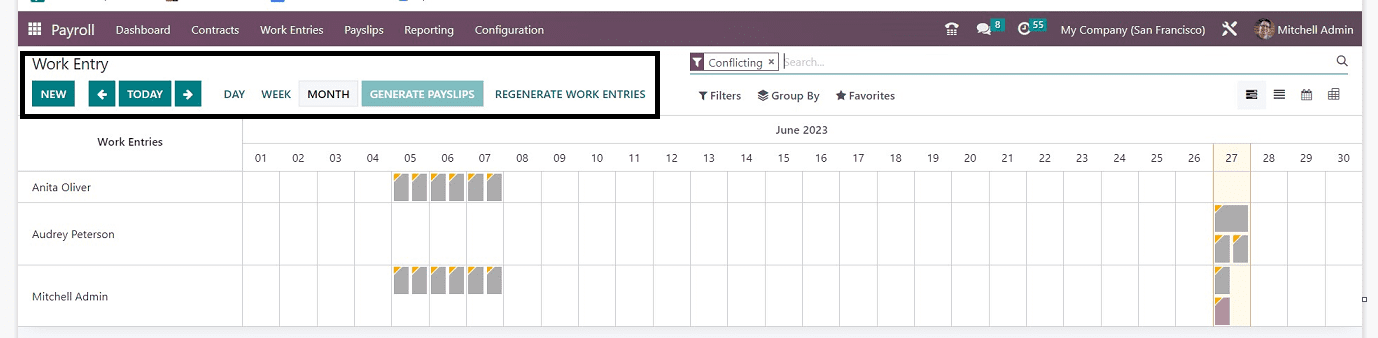 How to Configure Work Entries & Conflicts in Odoo 16 Payroll-cybrosys