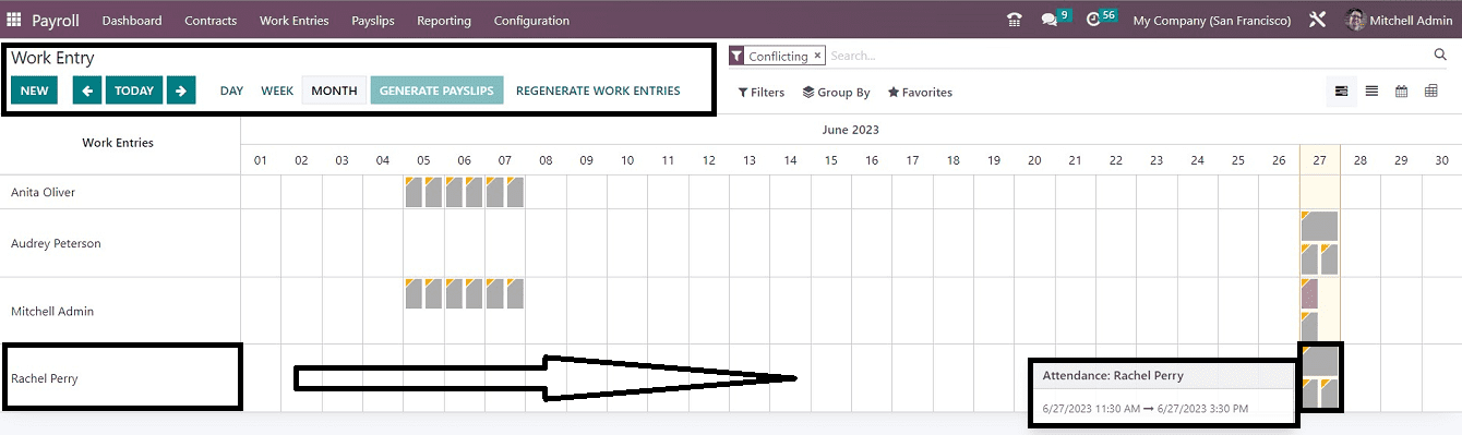 How to Configure Work Entries & Conflicts in Odoo 16 Payroll-cybrosys