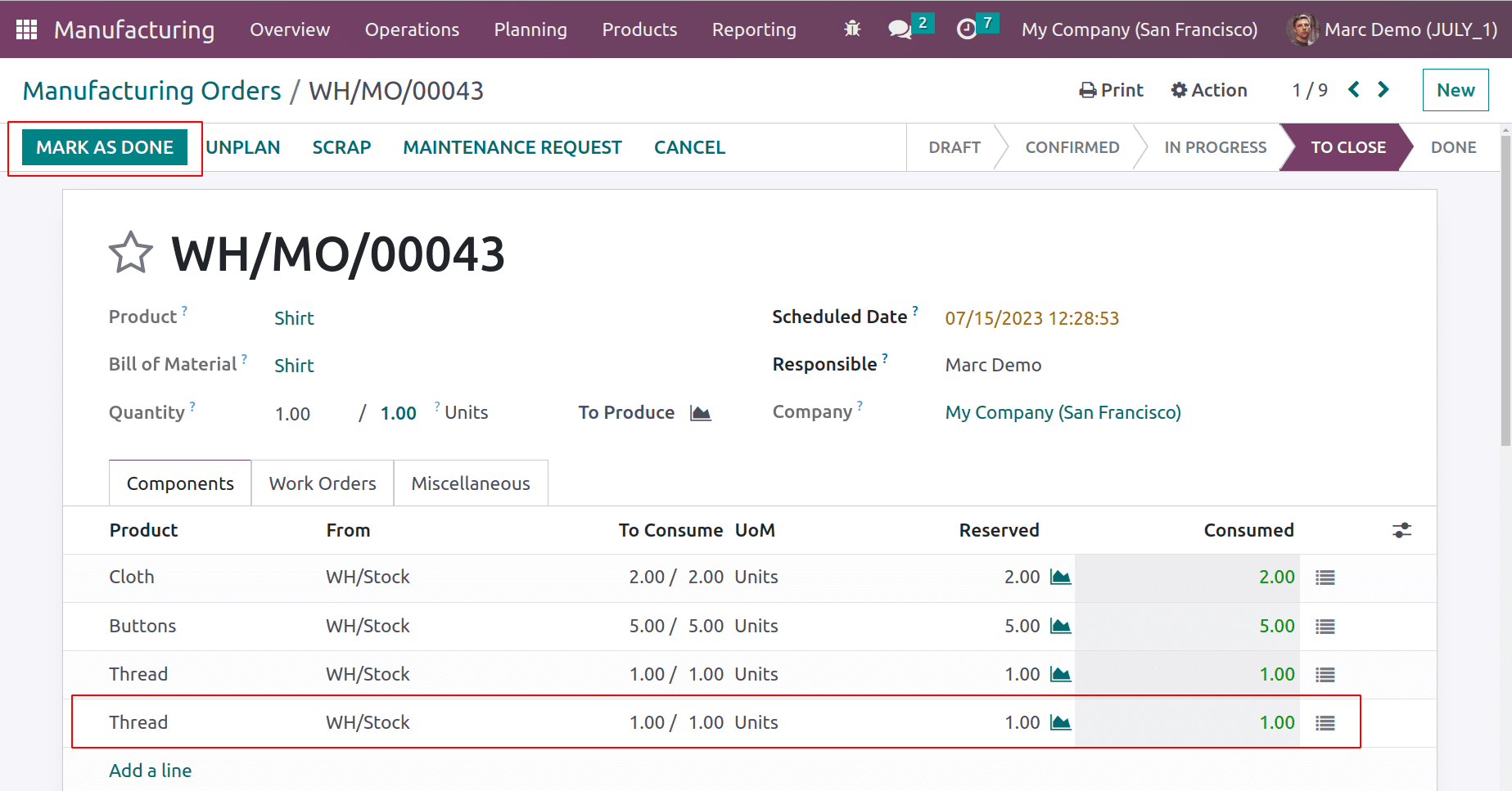 How to Control Material Consumption in Odoo 16 Manufacturing App-cybrosys