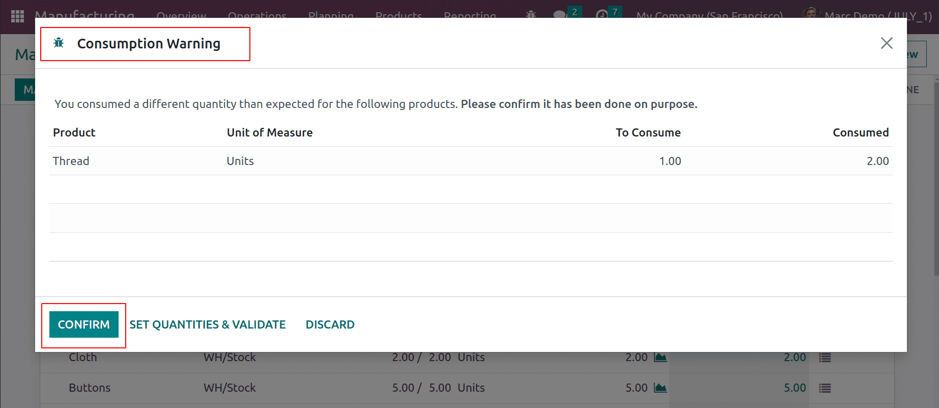 How to Control Material Consumption in Odoo 16 Manufacturing App-cybrosys