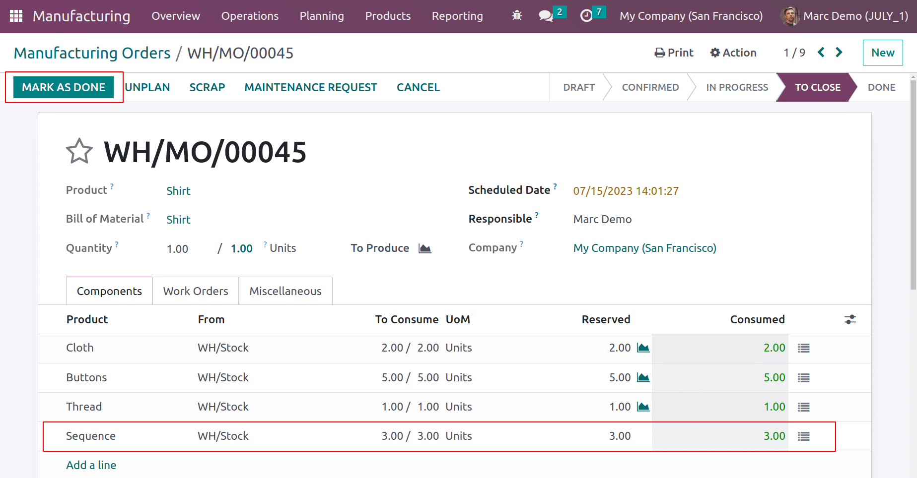 How to Control Material Consumption in Odoo 16 Manufacturing App-cybrosys