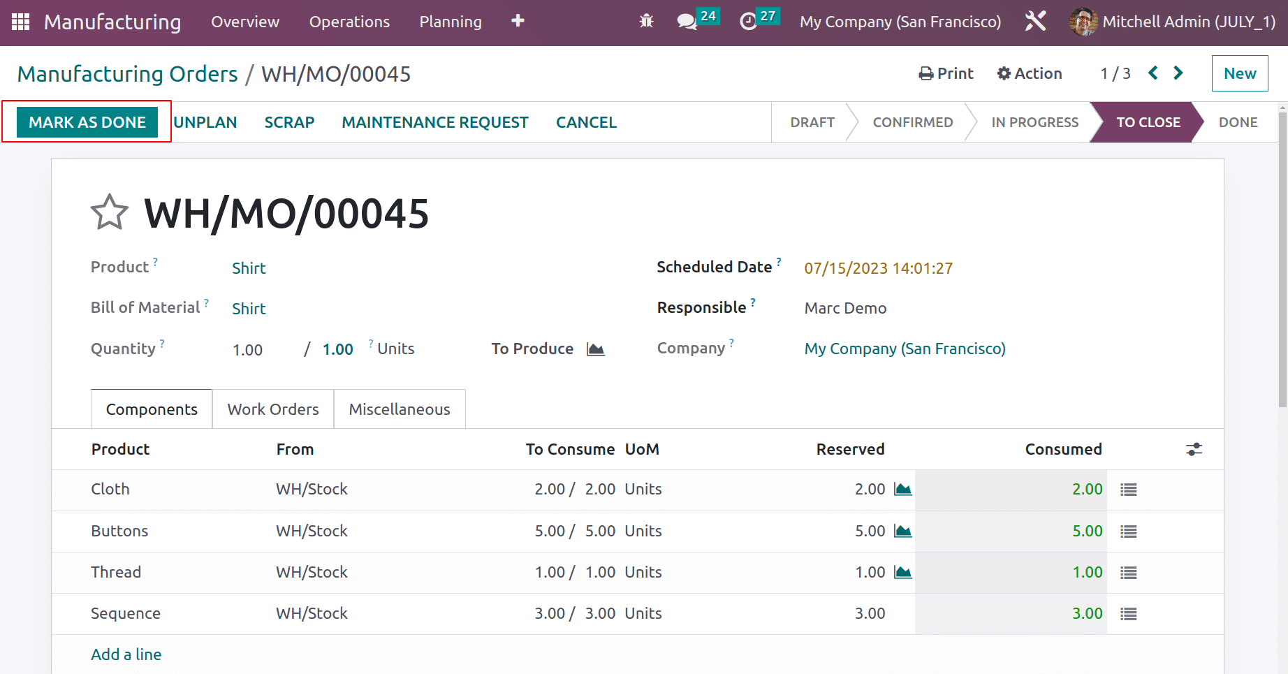 How to Control Material Consumption in Odoo 16 Manufacturing App-cybrosys