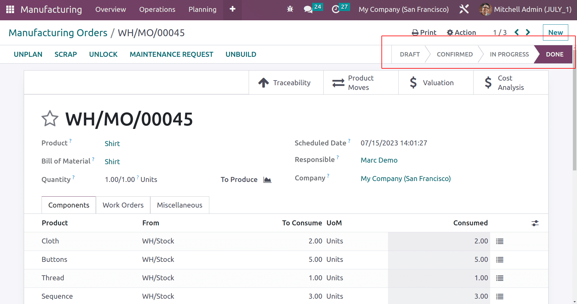 How to Control Material Consumption in Odoo 16 Manufacturing App-cybrosys