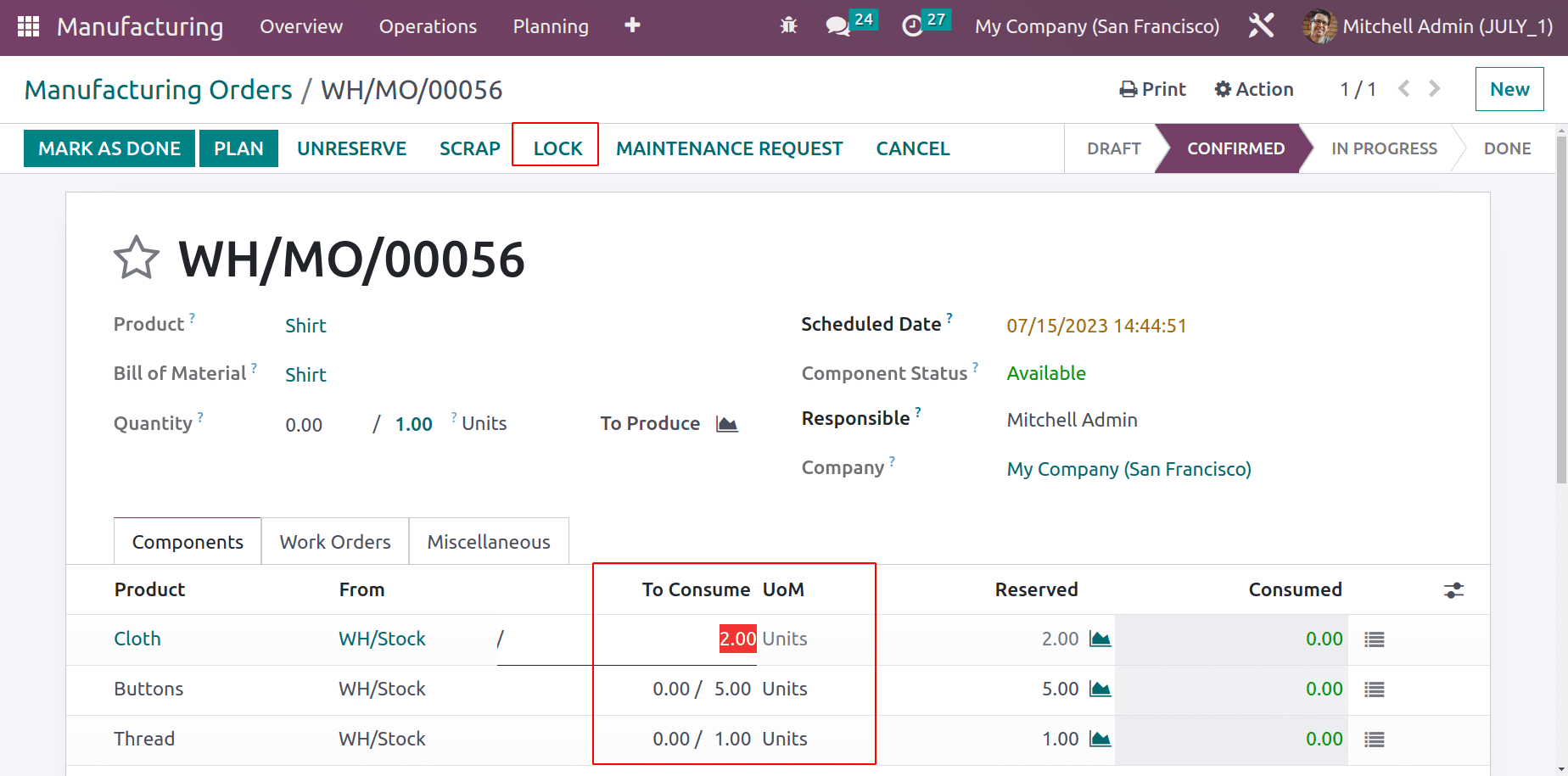 How to Control Material Consumption in Odoo 16 Manufacturing App-cybrosys