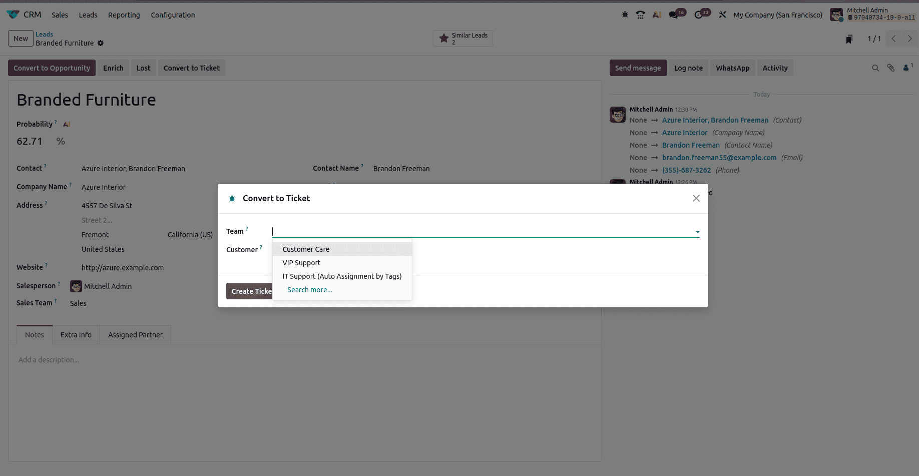 How to Convert Leads into Tickets using Odoo 19 CRM-cybrosys