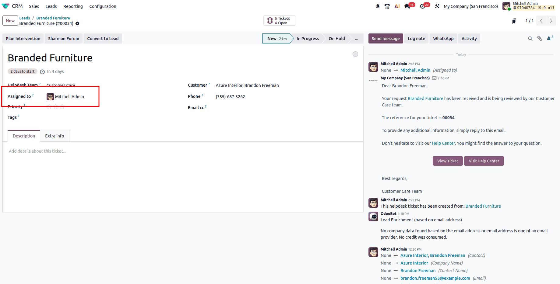 How to Convert Leads into Tickets using Odoo 19 CRM-cybrosys