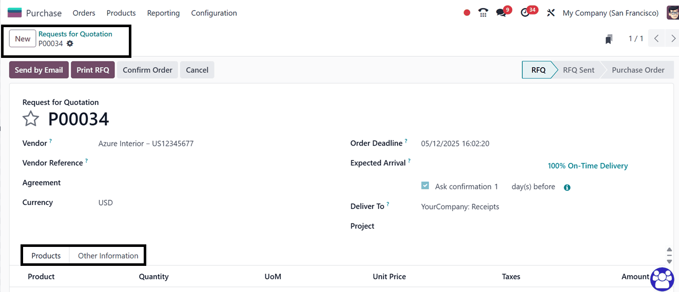 How to Create a Request for Quotation in Odoo 18 Purchase-cybrosys