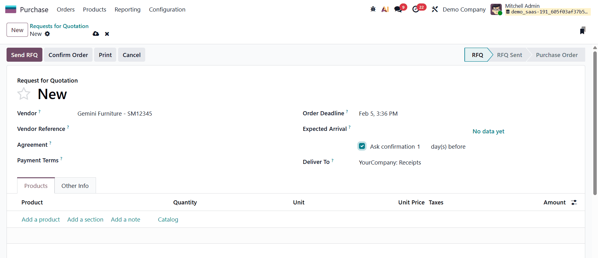 How to Create an RFQ in Odoo 19 Purchase Module-cybrosys