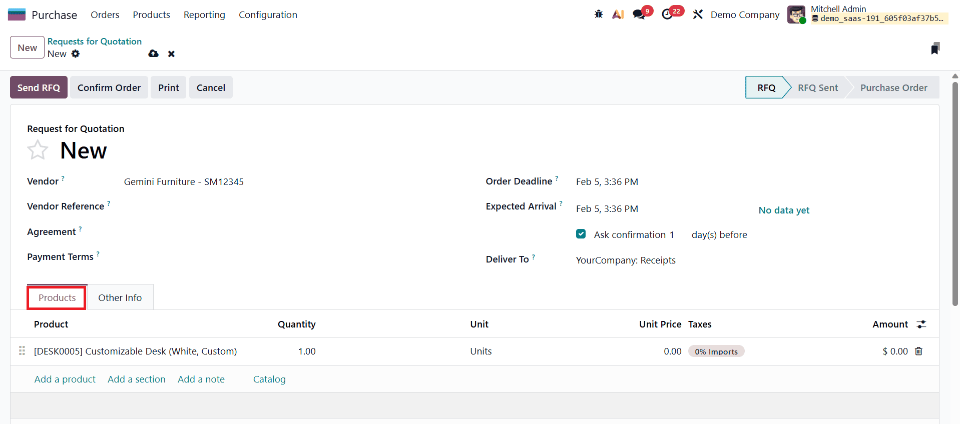 How to Create an RFQ in Odoo 19 Purchase Module-cybrosys