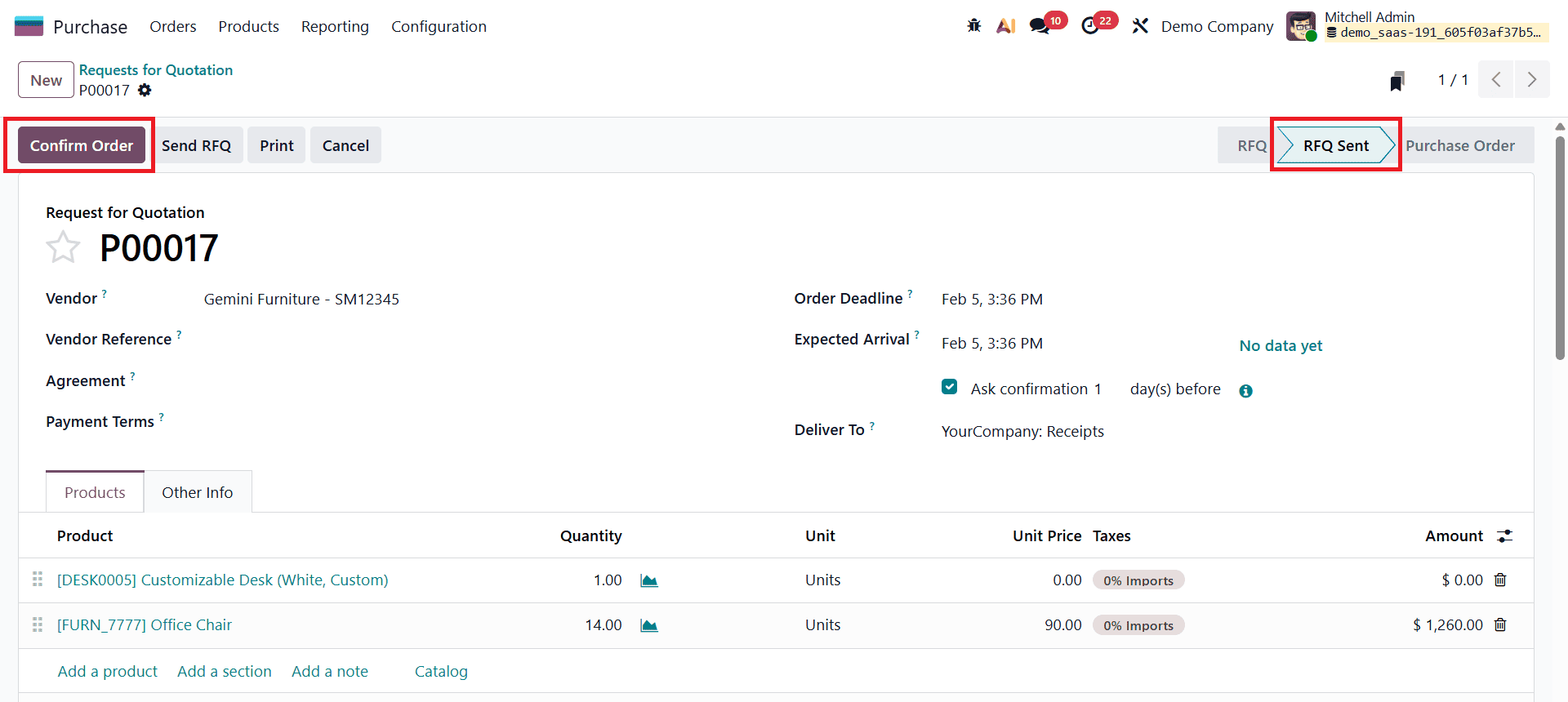 How to Create an RFQ in Odoo 19 Purchase Module-cybrosys