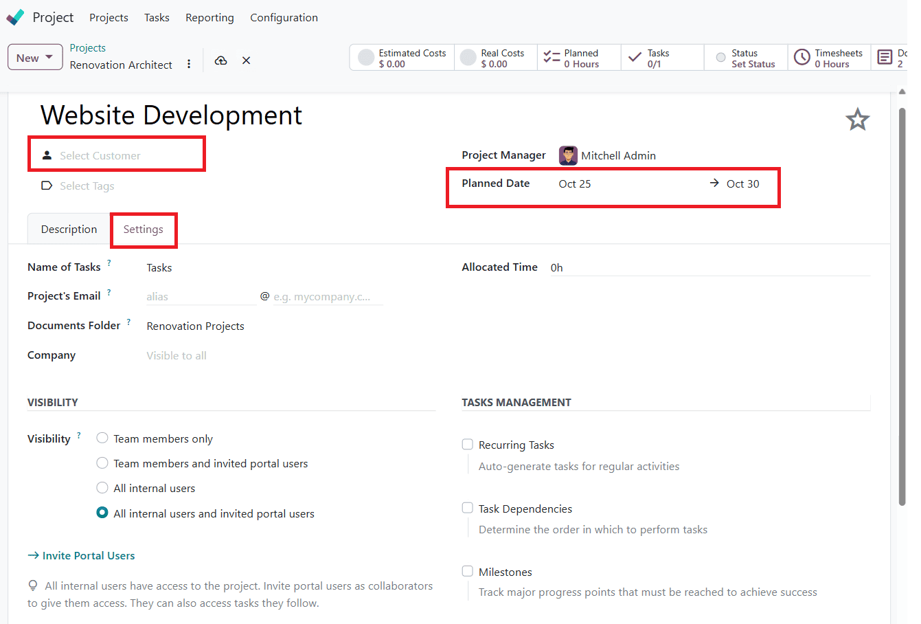 How to Create and Configure a Project in Odoo 20-cybrosys
