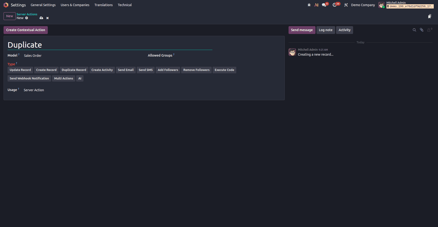 How to Create & Configure Server Actions in Odoo 19-cybrosys