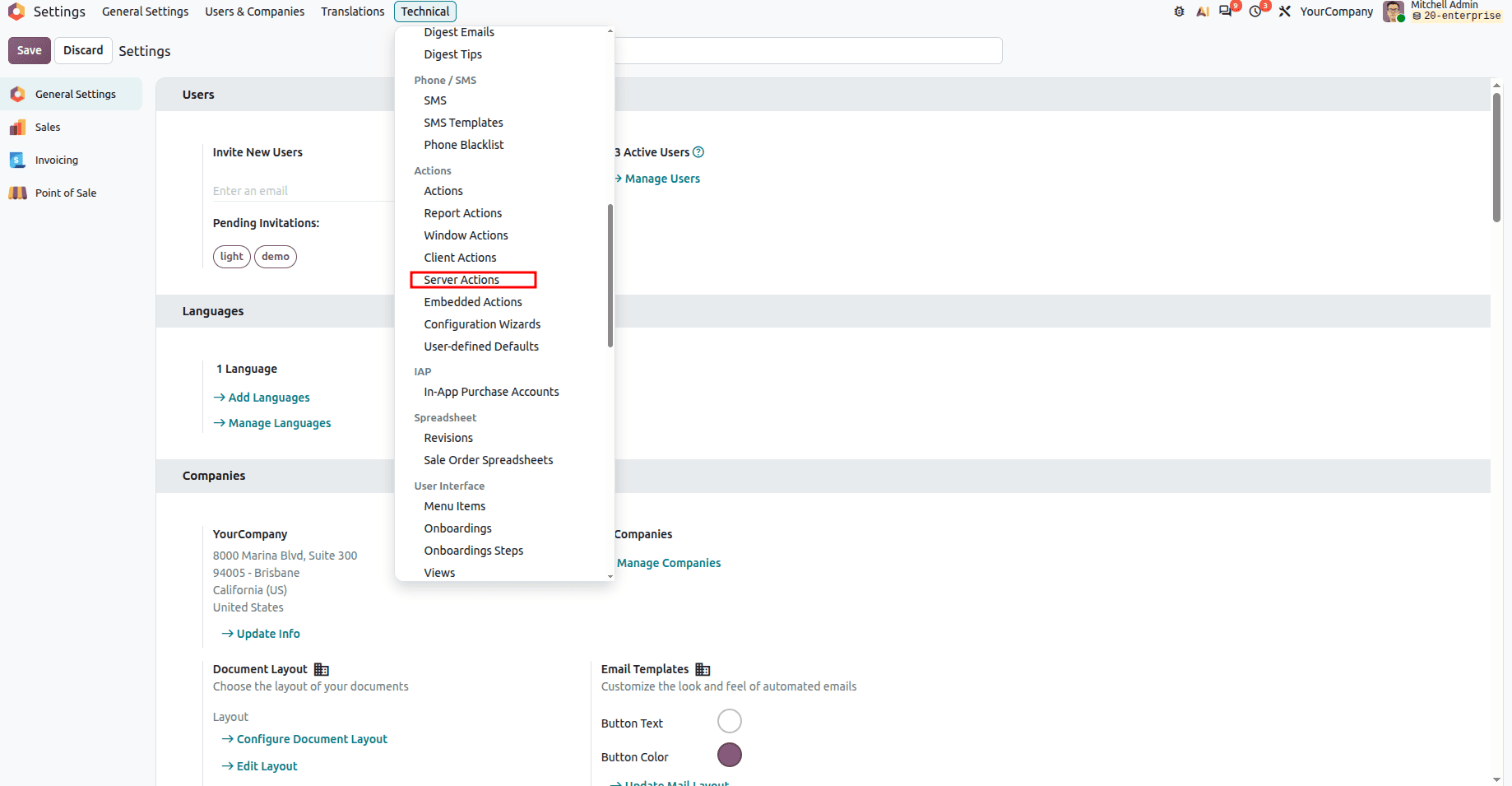 How to Create & Configure Server Actions in Odoo 20-cybrosys