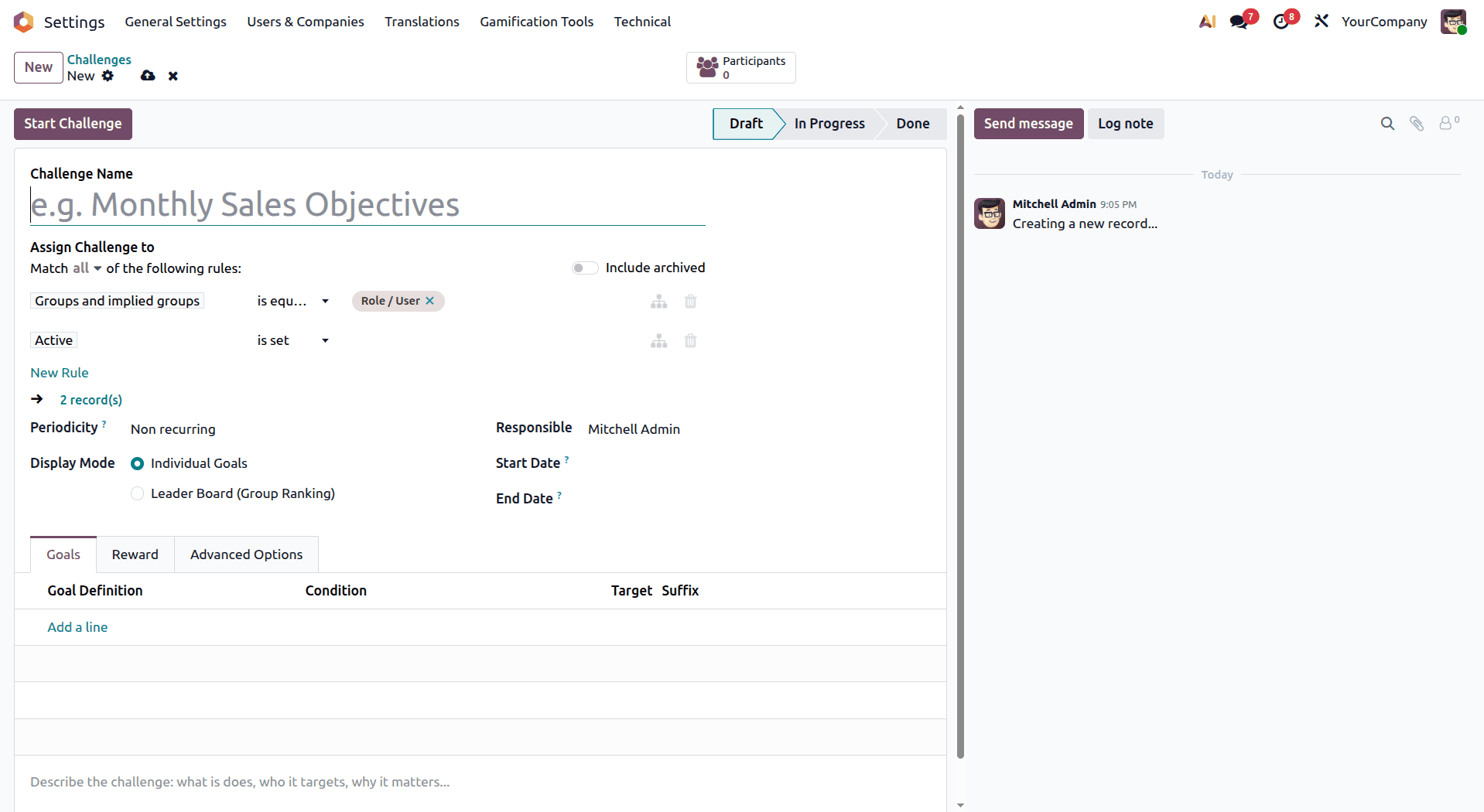 How to Create and Manage Employee Challenges in Odoo 19-cybrosys