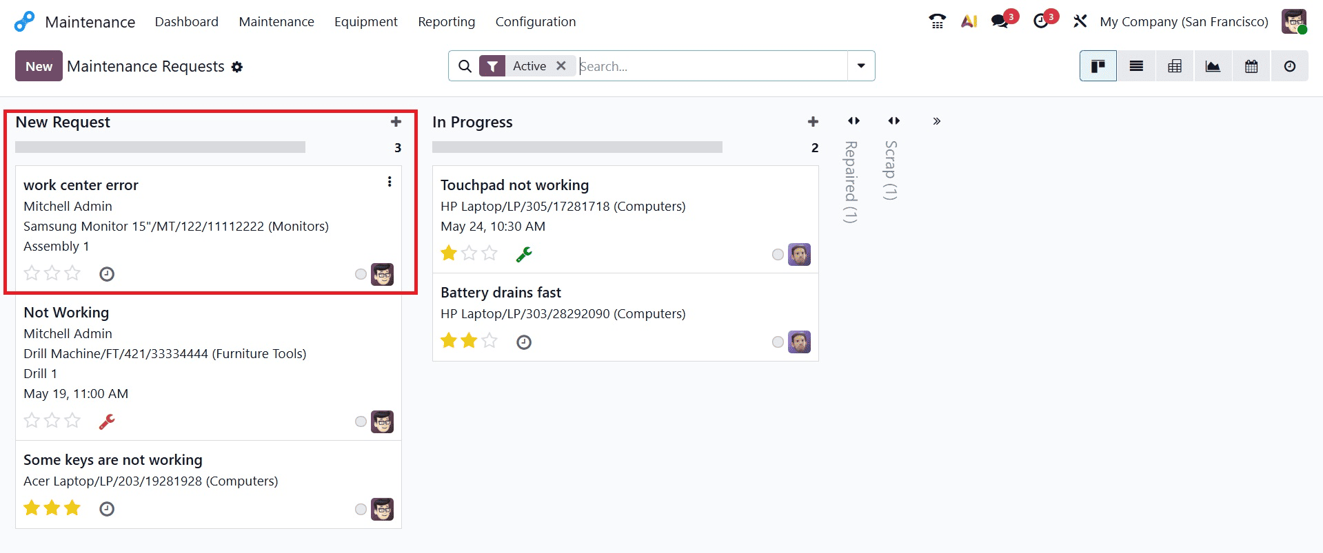 How to Create and Manage Maintenance Requests in Odoo 19 Maintenance-cybrosys