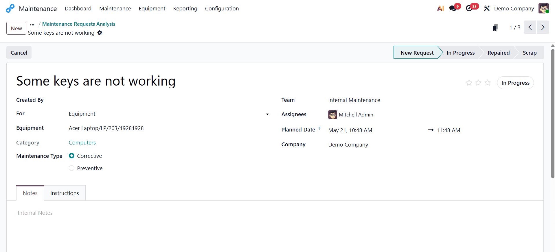 How to Create and Manage Maintenance Requests in Odoo 19 Maintenance-cybrosys