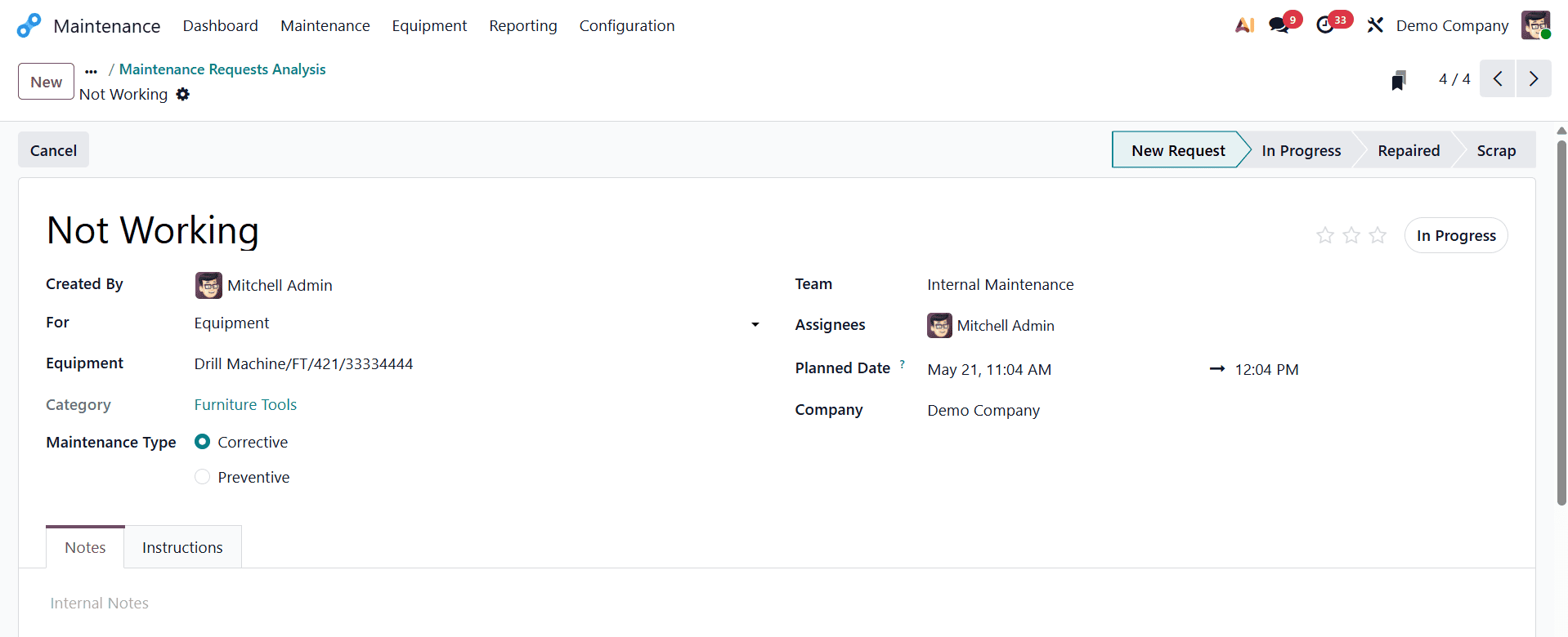 How to Create and Manage Maintenance Requests in Odoo 19 Maintenance-cybrosys
