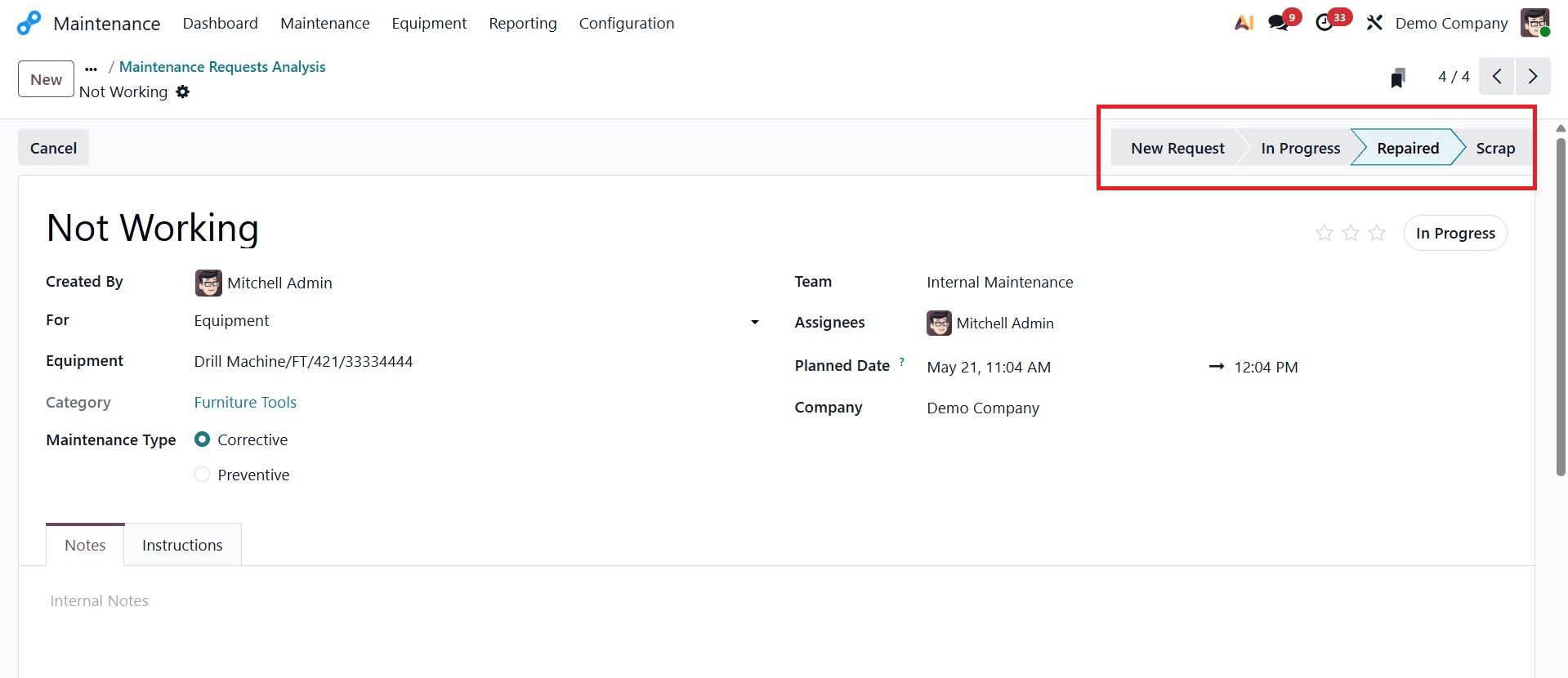 How to Create and Manage Maintenance Requests in Odoo 19 Maintenance-cybrosys