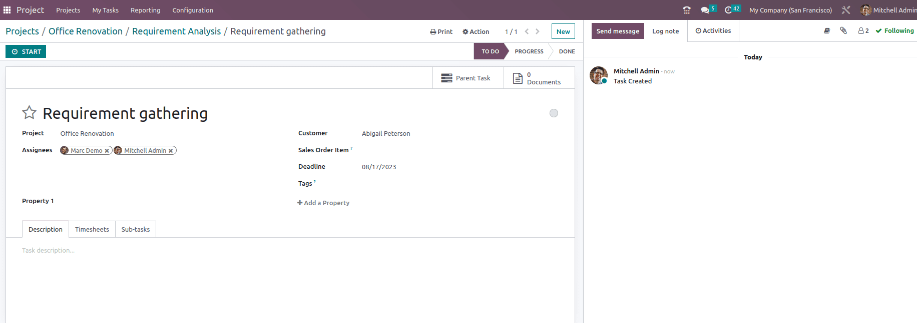 How to Create & Manage Sub-tasks in Odoo 16-cybrosys