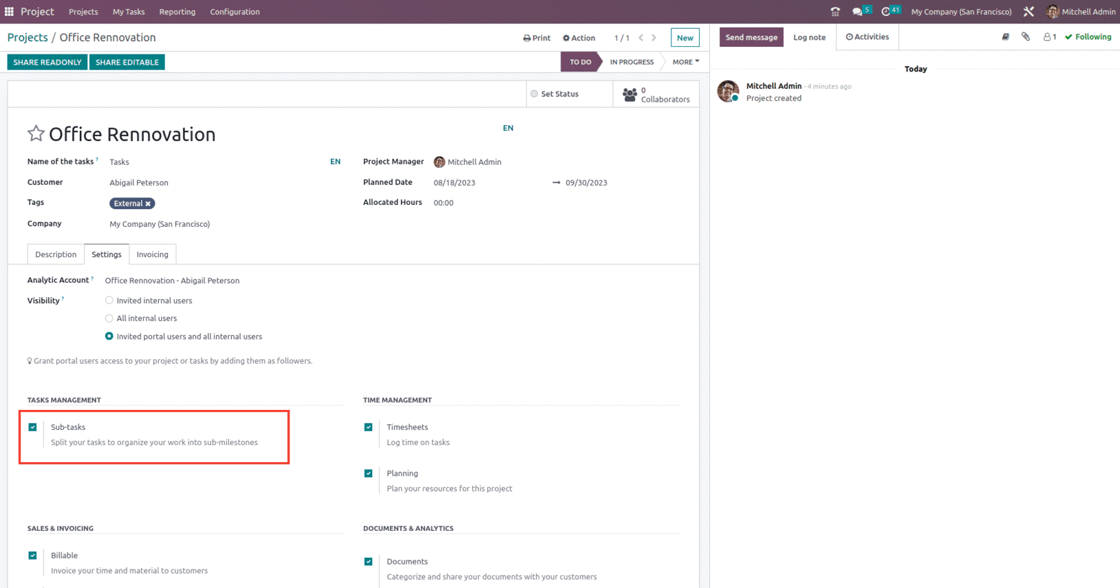 How to Create & Manage Sub-tasks in Odoo 16-cybrosys