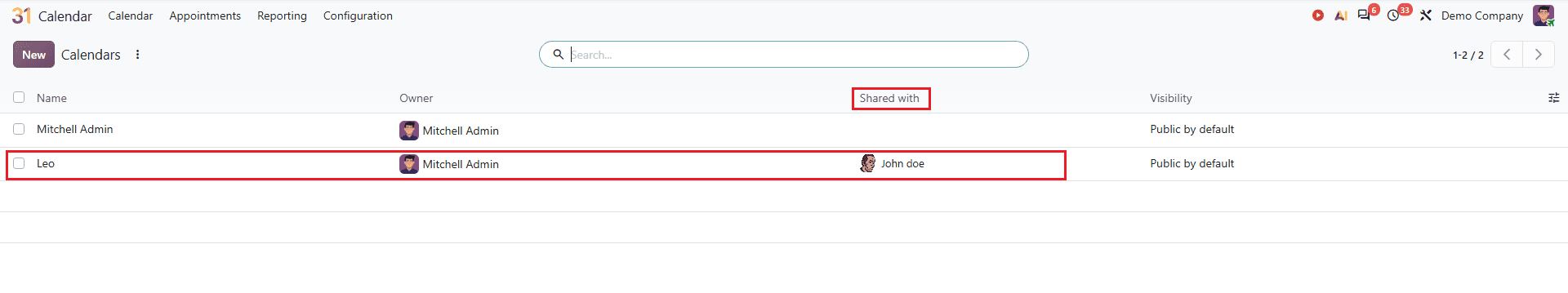 How to Create and Share Calendars with Colleagues in Odoo 20-cybrosys