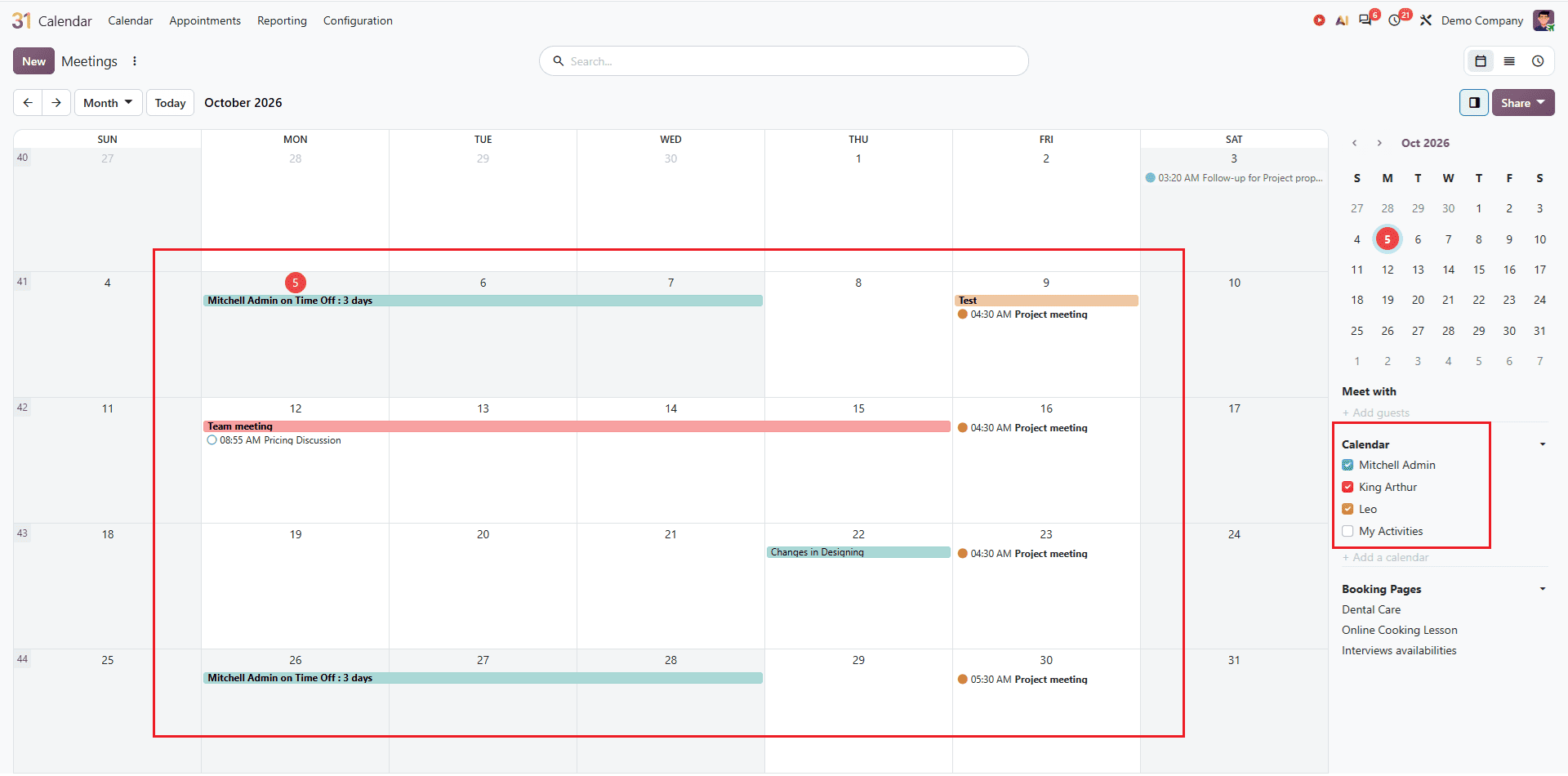 How to Create and Share Calendars with Colleagues in Odoo 20-cybrosys