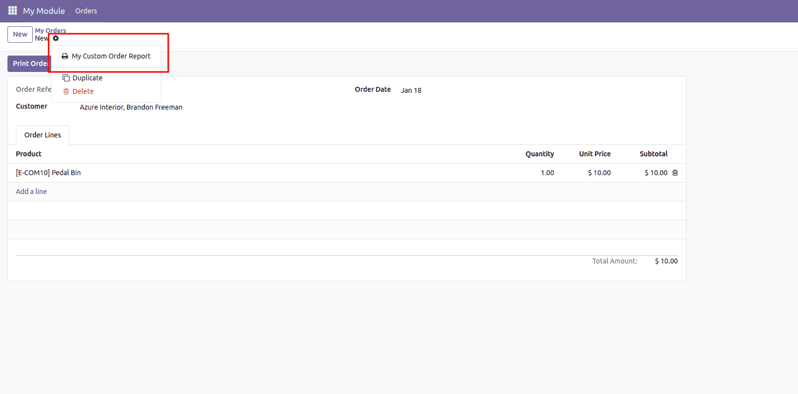 How to Create and Use Reporting Actions in Odoo 19-cybrosys