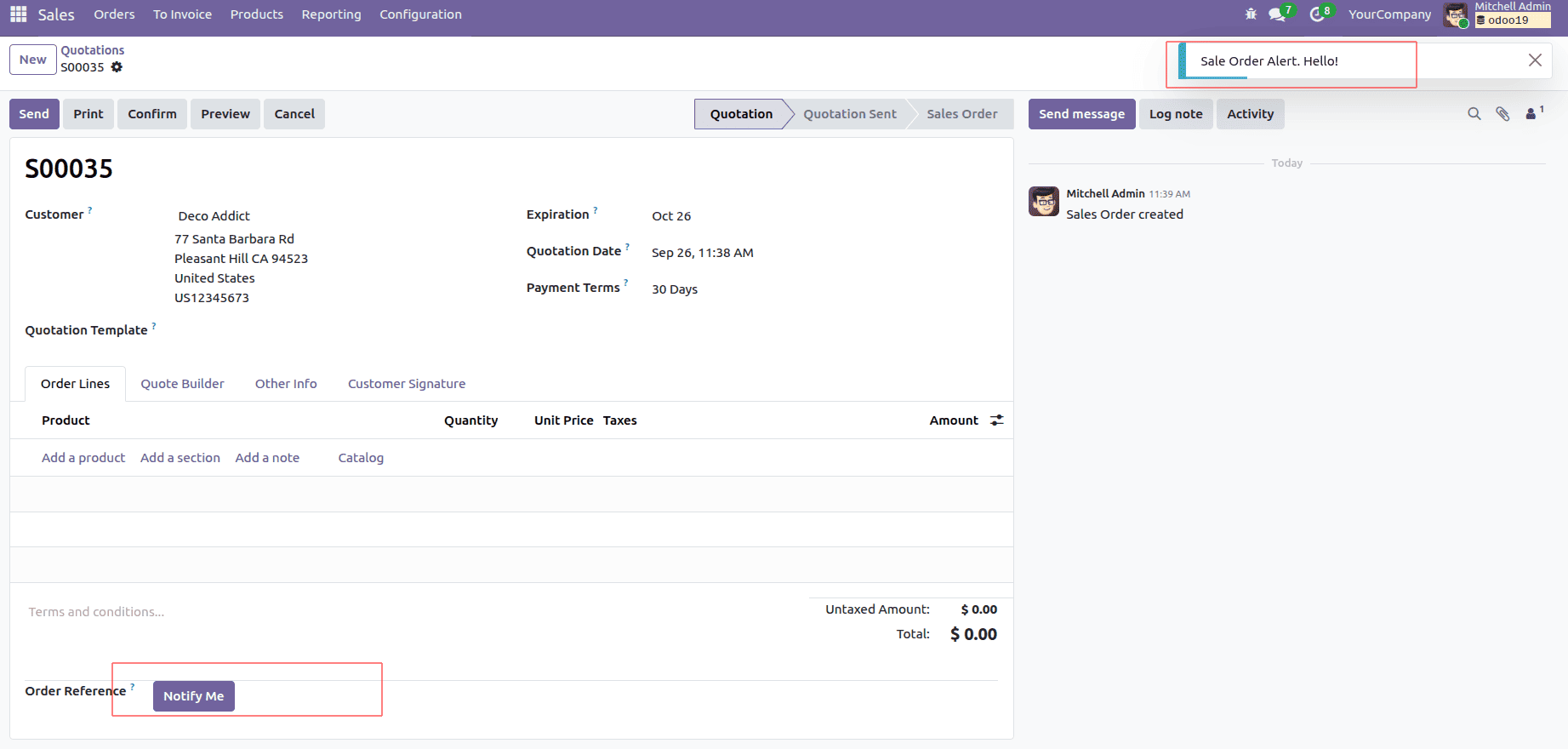 How to Create Display Notification in Odoo 19-cybrosys