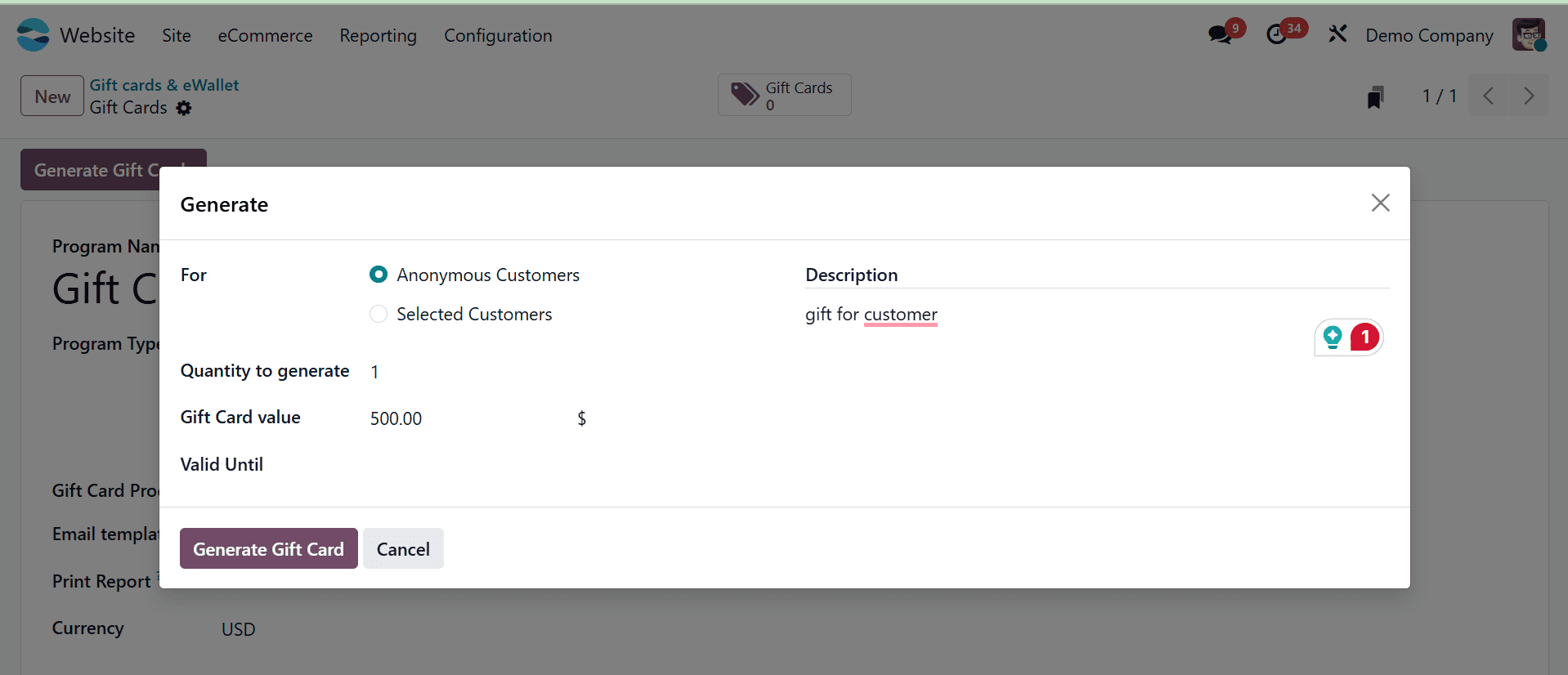 How to Create Gift Cards and e-Wallets in Odoo 18 Website-cybrosys