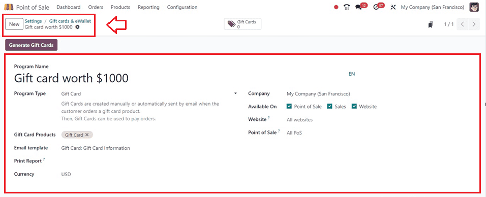 How to Create Gift Cards in Odoo 17 POS-cybrosys