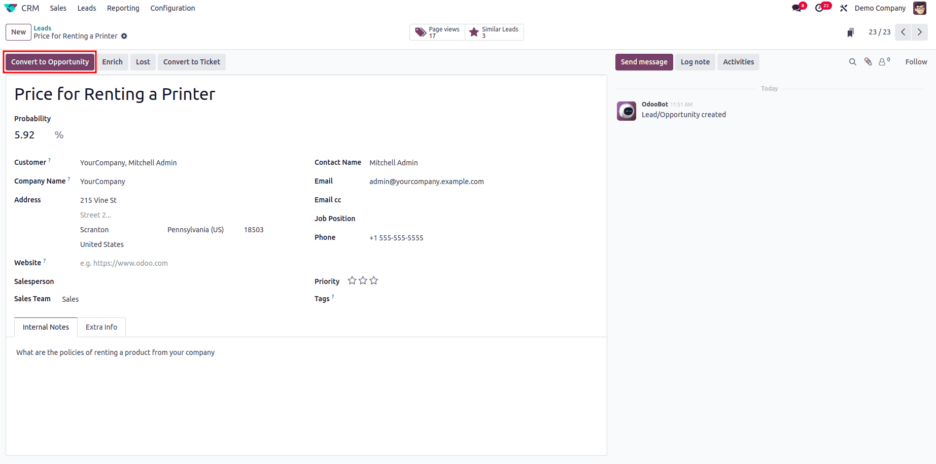 How to Create & Manage Rental Requests from a Lead in Odoo 18-cybrosys