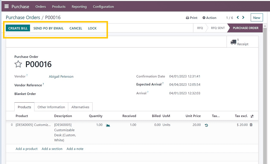 How to Create New Purchase Order in Odoo 16 Purchase Module-cybrosys