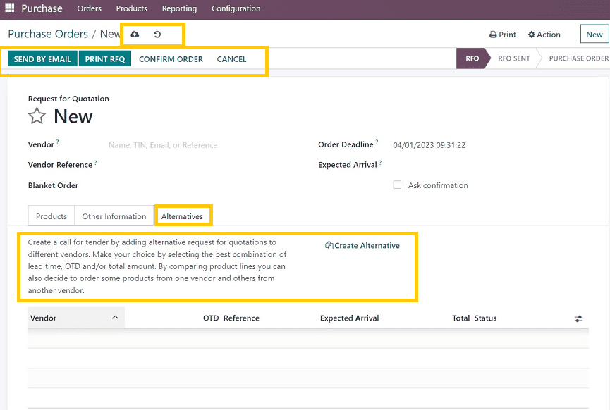 How to Create New Purchase Order in Odoo 16 Purchase Module-cybrosys