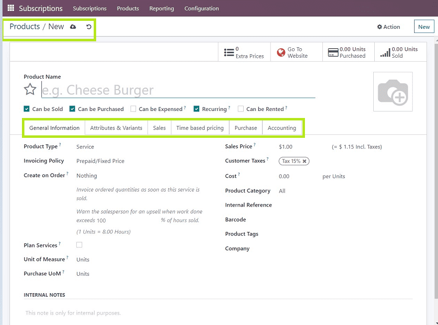 How to Create a New Subscription Product in Odoo 16 Subscription cybrosys