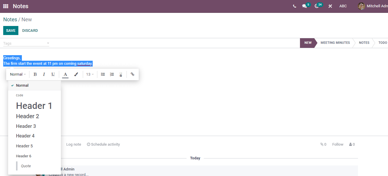 how-to-create-notes-and-schedule-an-activity-in-odoo-15-notes