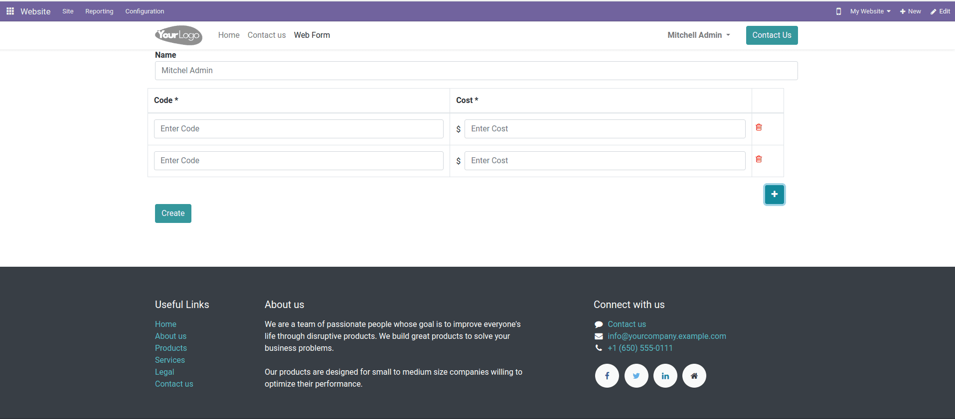 How to Create One2many Field in the Odoo 16 Website-cybrosys