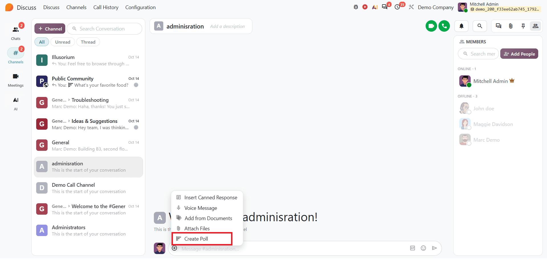 How to Create Polls in Odoo 20 Discuss Channels and Chats-cybrosys