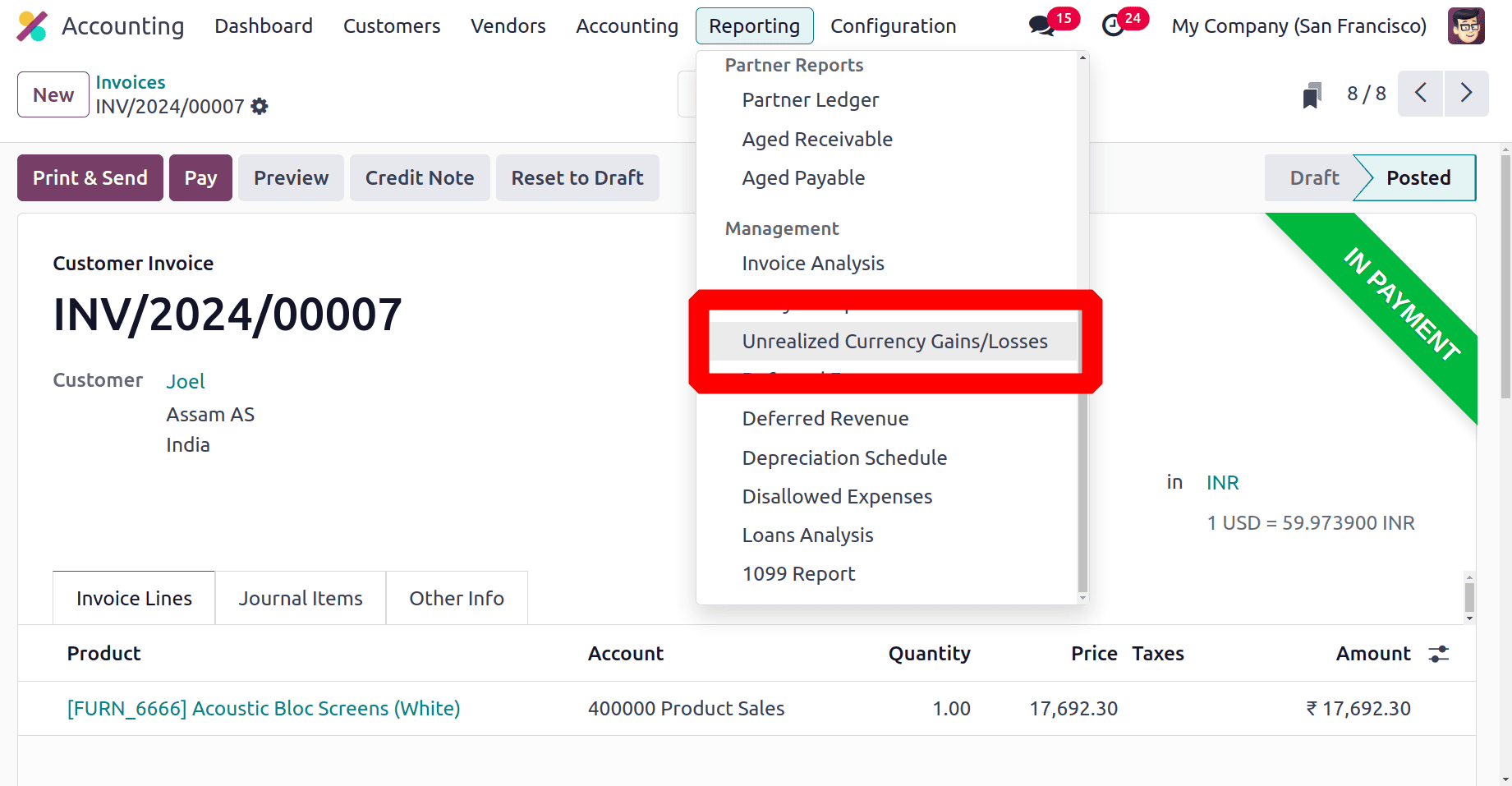 How to Create Unrealised Currency Gain/Loss Report Functions in Odoo 18-cybrosys