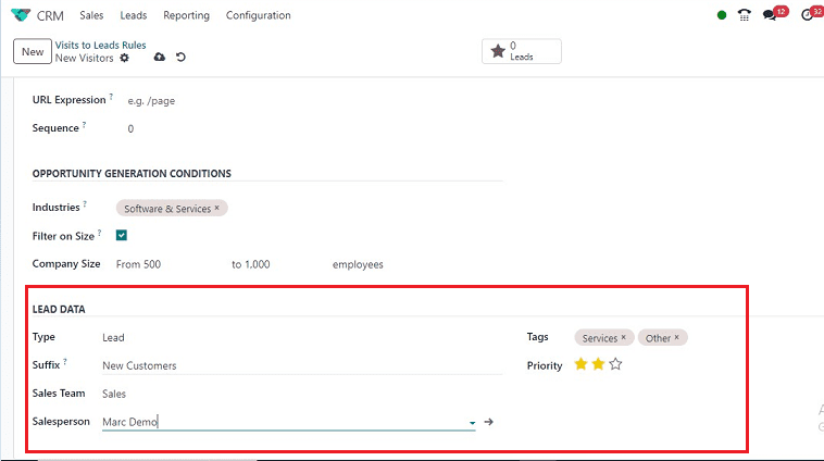 How to Create Visits to Lead Rule in Odoo 17 CRM-cybrosys