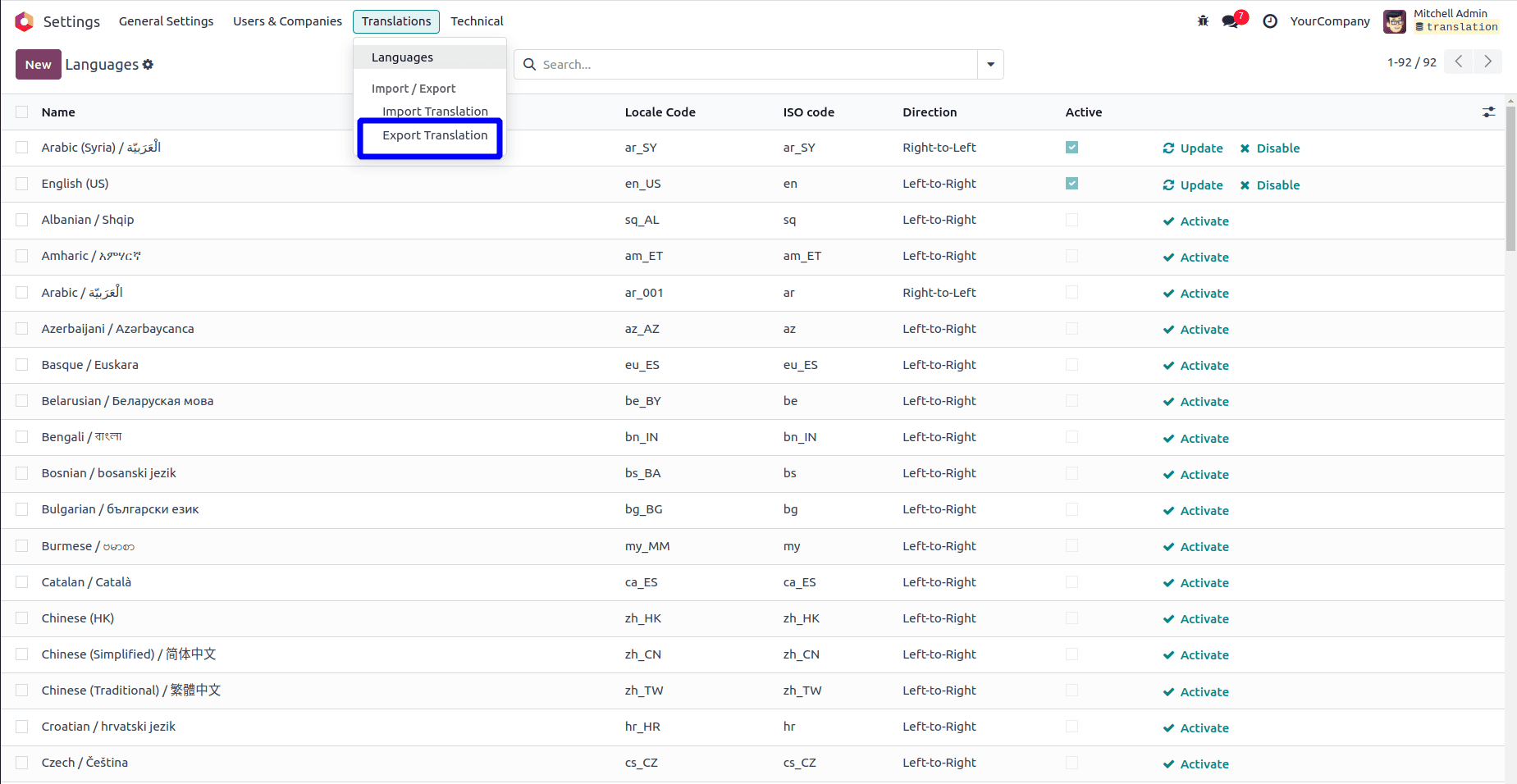 How to Define Translations in a Custom Module & Add a New Language in Odoo 18-cybrosys