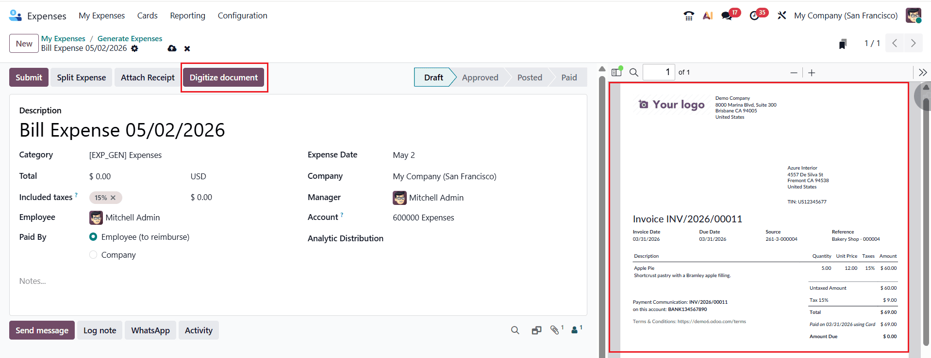 How to Digitize Expenses in Odoo 19 Expense Module-cybrosys
