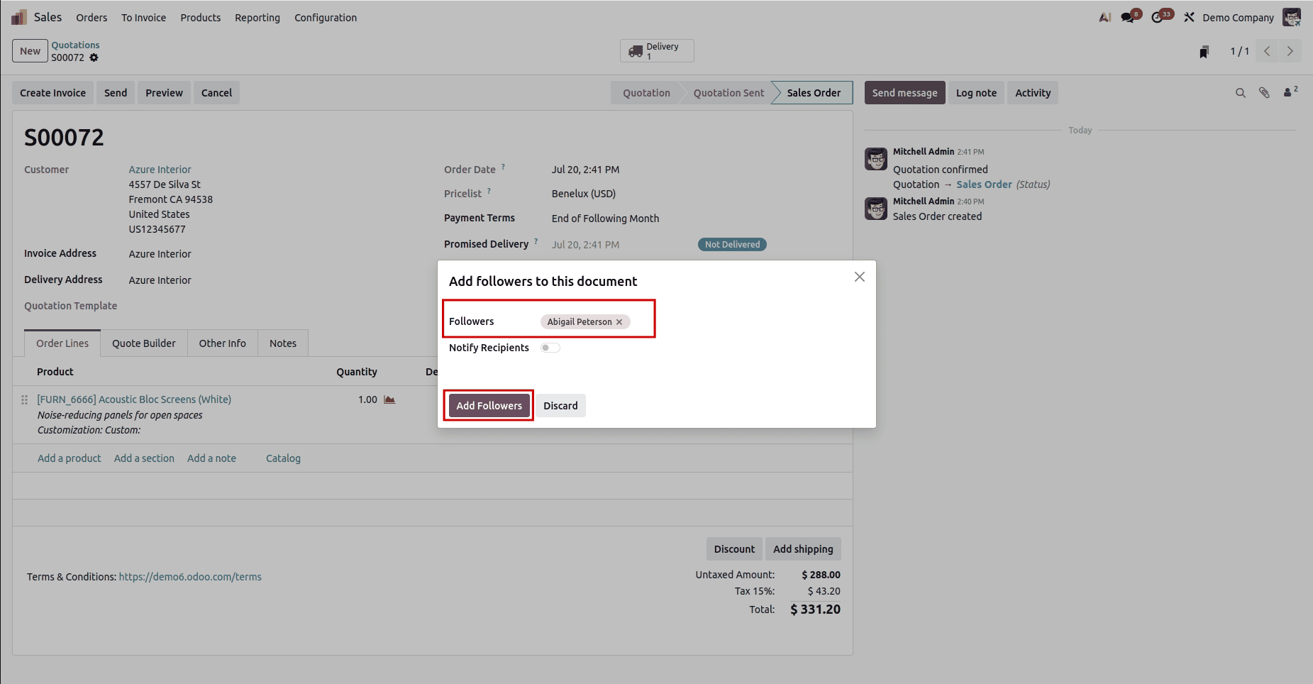 How to Dynamically Add and Remove Followers in Odoo 19 Studio-cybrosys