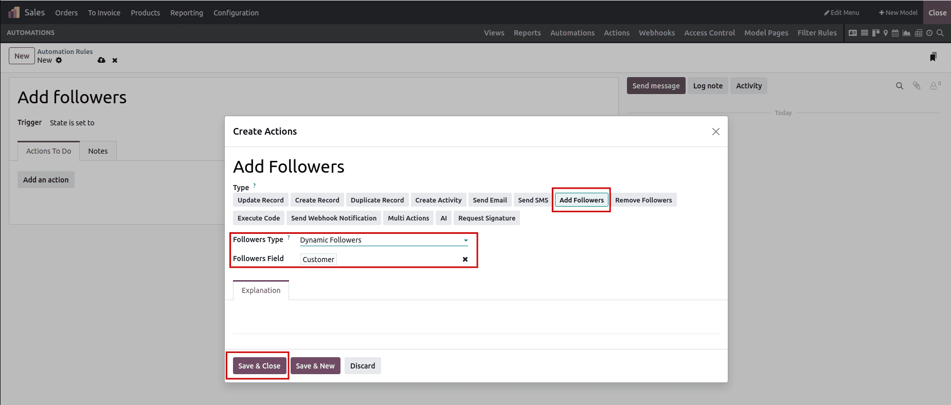 How to Dynamically Add and Remove Followers in Odoo 19 Studio-cybrosys