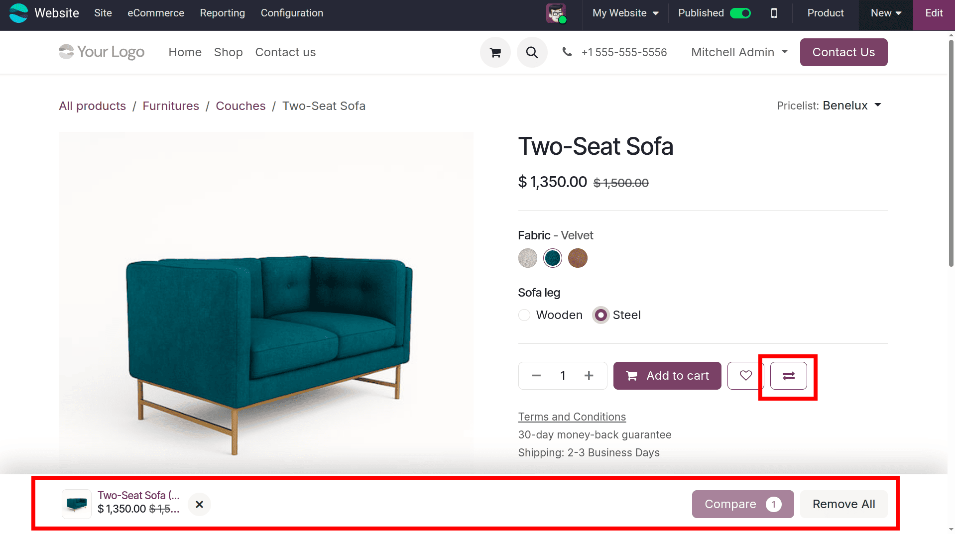 How to Enable and Use Product Comparison in Odoo 19 Website-cybrosys