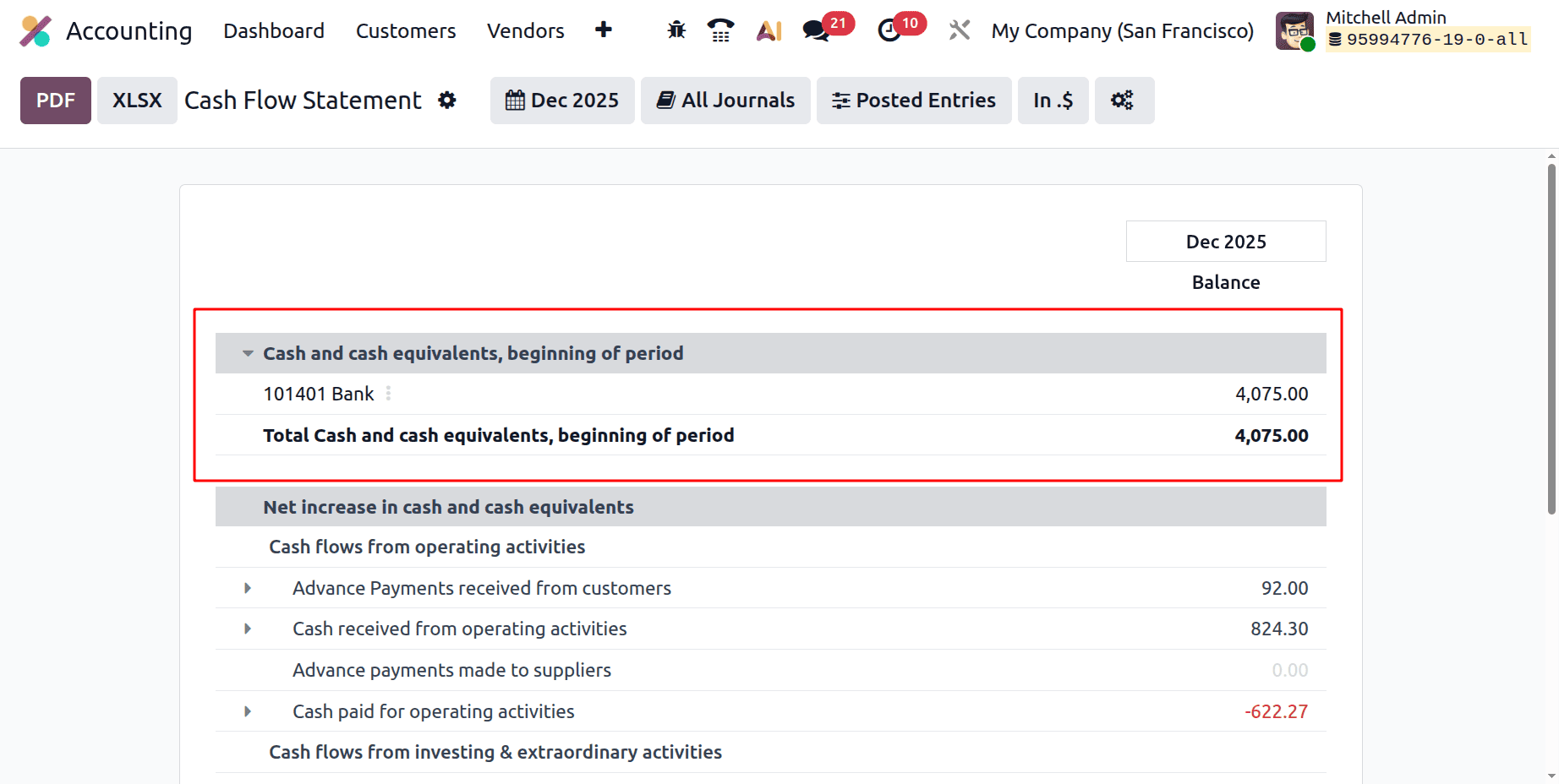 How to Generate a Cash Flow Statement in Odoo 19 Accounting-cybrosys