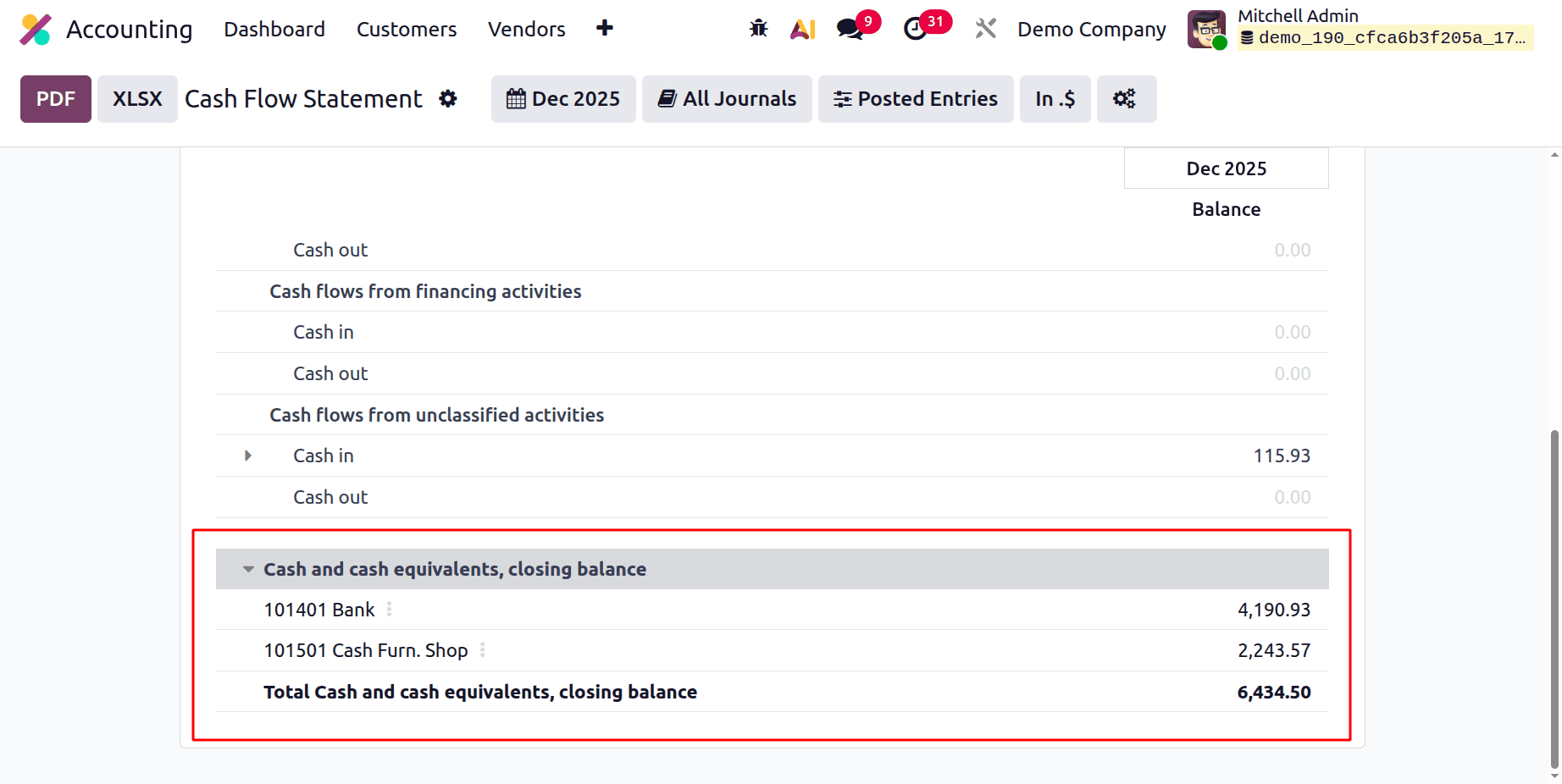 How to Generate a Cash Flow Statement in Odoo 19 Accounting-cybrosys