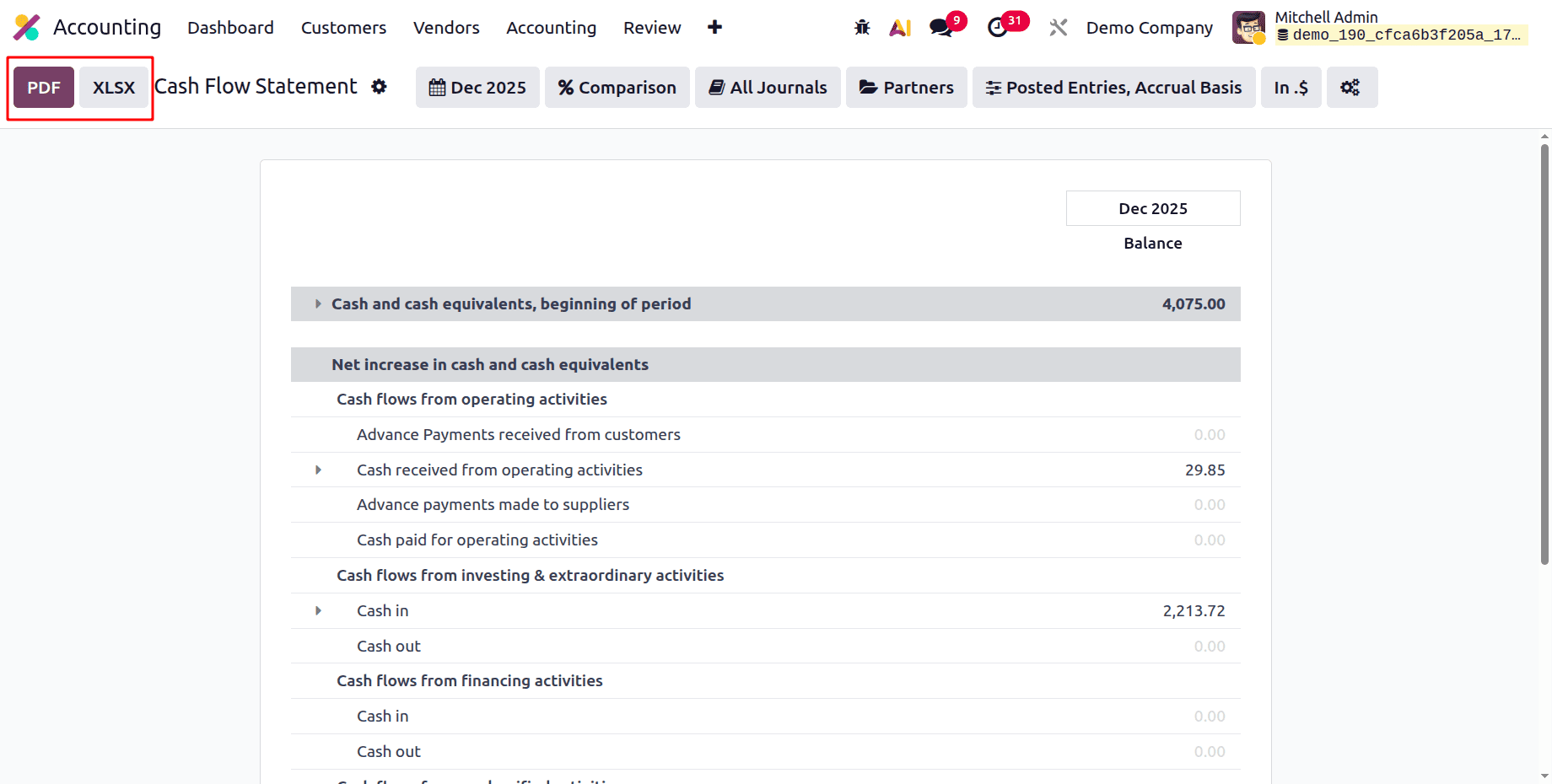How to Generate a Cash Flow Statement in Odoo 19 Accounting-cybrosys