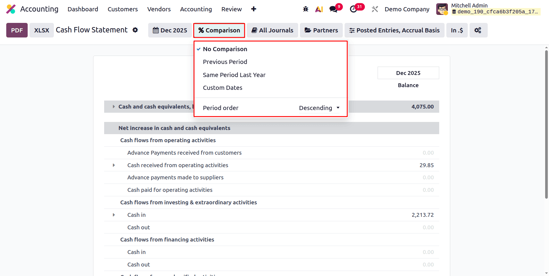 How to Generate a Cash Flow Statement in Odoo 19 Accounting-cybrosys
