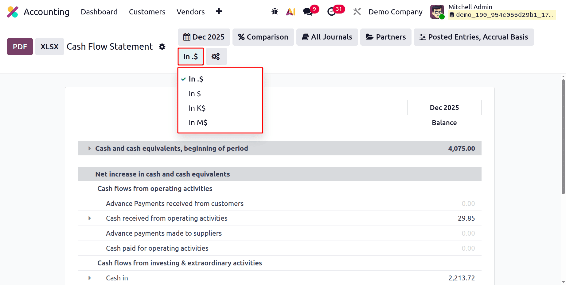 How to Generate a Cash Flow Statement in Odoo 19 Accounting-cybrosys